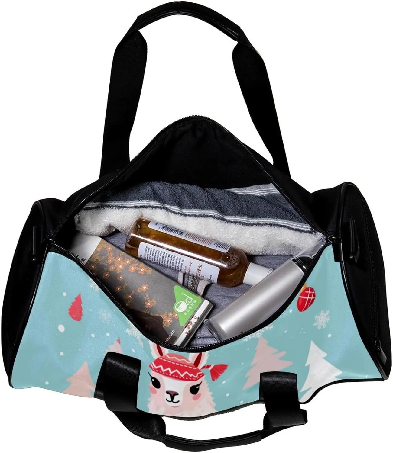 Weekender Travel Bag,Small Gym Bag,White Camel with Christmas Red Scarf,Gym Duffle Bag
