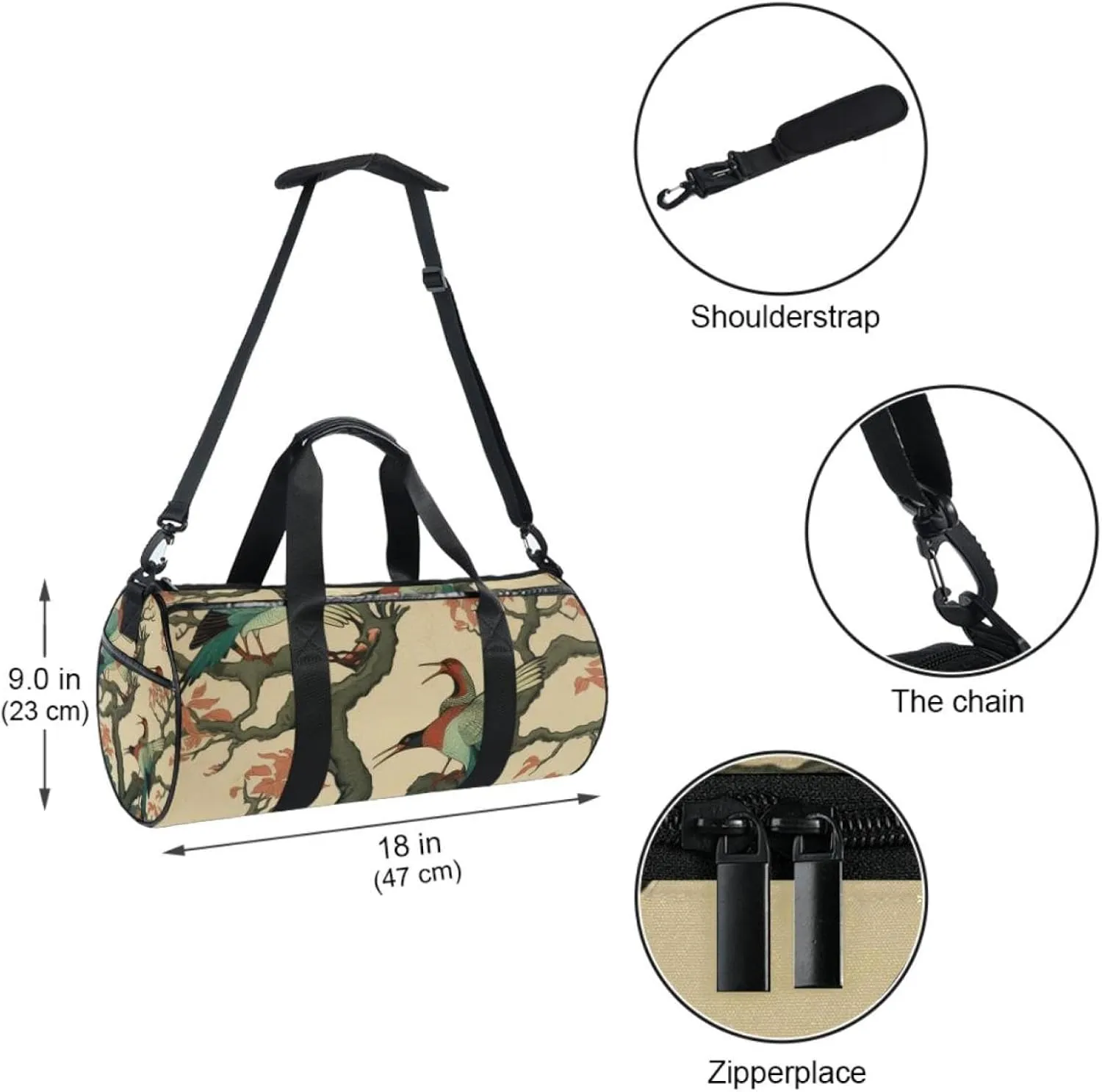 Weekender Travel Bag,Small Gym Bag,Wild Goose Tree Flying Ducks,Gym Duffle Bag