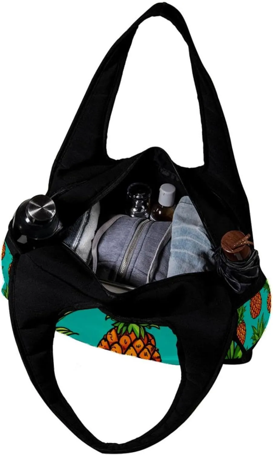 Weekender Travel Bag,Small Gym Bag,Yellow Pineapple in Green Background,Gym Duffle Bag