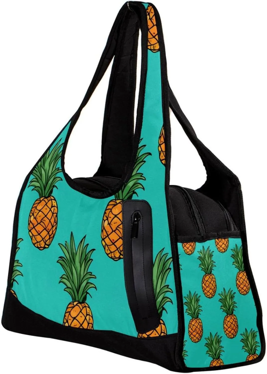 Weekender Travel Bag,Small Gym Bag,Yellow Pineapple in Green Background,Gym Duffle Bag
