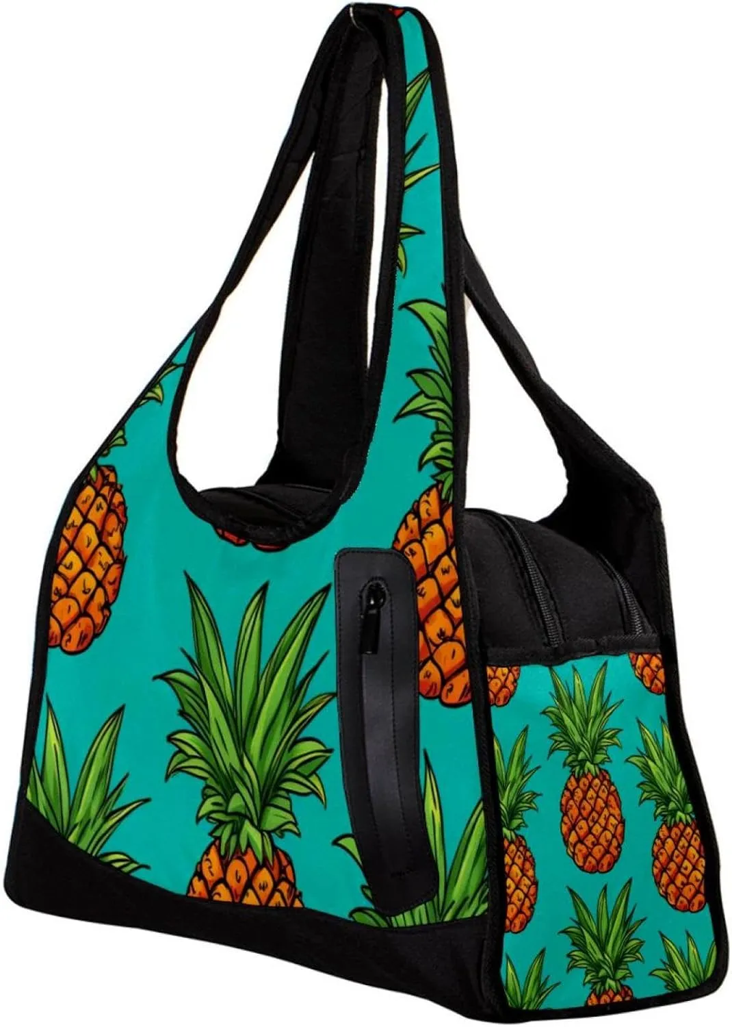 Weekender Travel Bag,Small Gym Bag,Yellow Pineapple in Green Background,Gym Duffle Bag