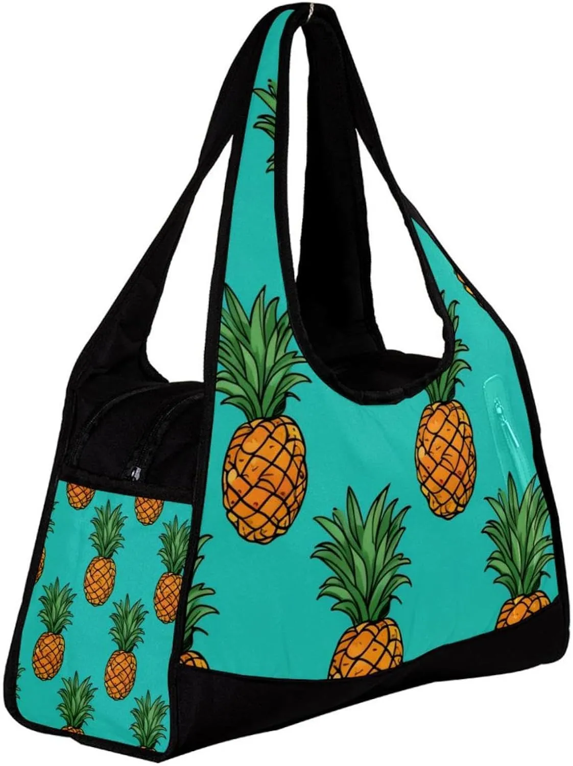 Weekender Travel Bag,Small Gym Bag,Yellow Pineapple in Green Background,Gym Duffle Bag