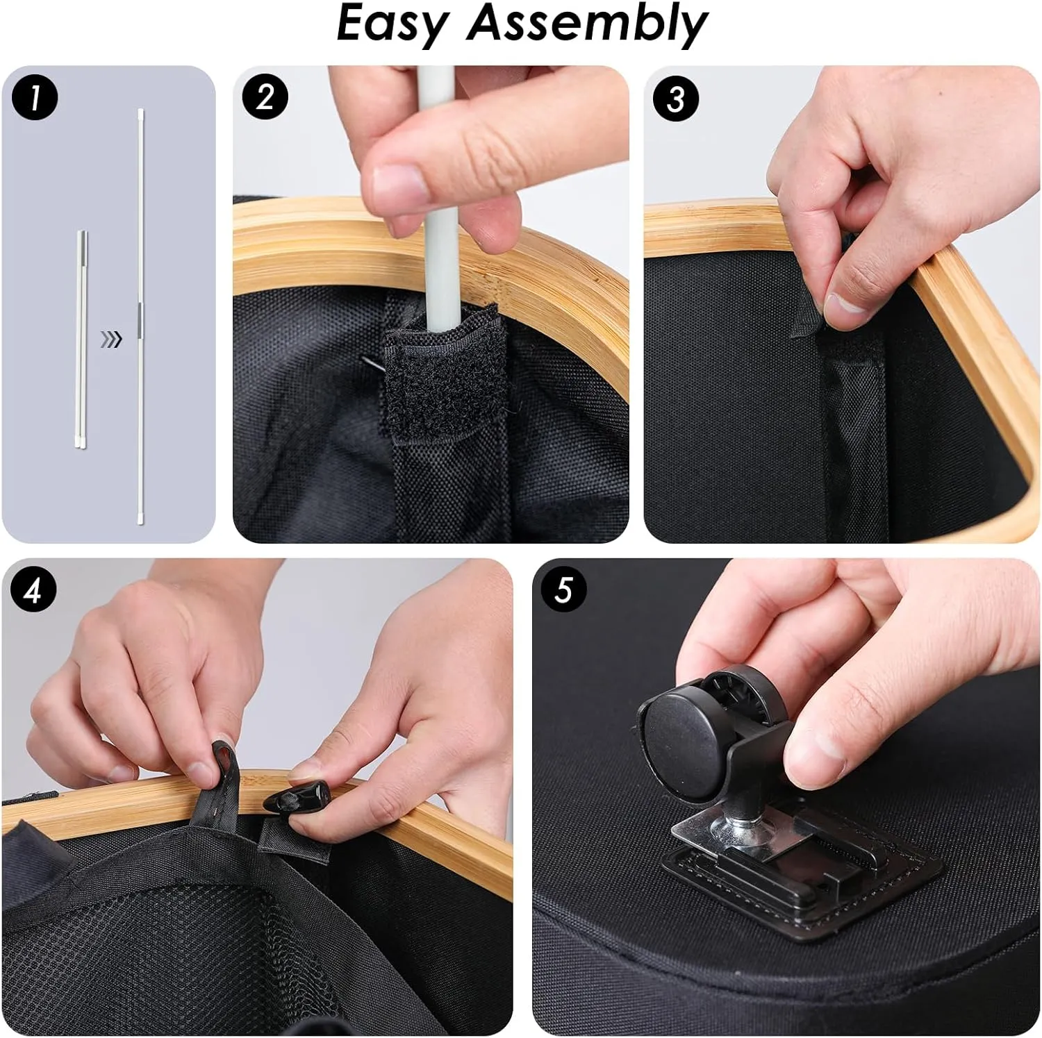 WELTRXE Laundry Basket with Wheels, 150L Extra Large Laundry Hamper, Collapsible & Waterproof with Lid and 2 Removable Inner Bag, for Laundry Room, Bedroom, Dormitory Storage, Black