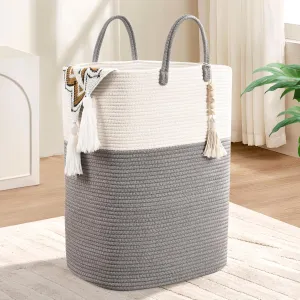WENMER Woven Laundry Basket for Clothes, 65L Large Rectangle Laundry Hampers, Nursery Storage Basket for Baby Toys, Tall Dirty Clothes Hamper for Bedroom Aesthetic, Laundry Room Organization