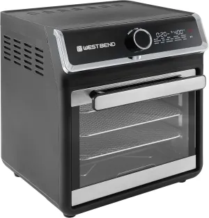 West Bend Air Fryer Oven 15-Quart Capacity with Digital Controls Easy-View Door and 16 Cooking Presets, Includes Eight Cooking Accessories, 1000-Watts, Black