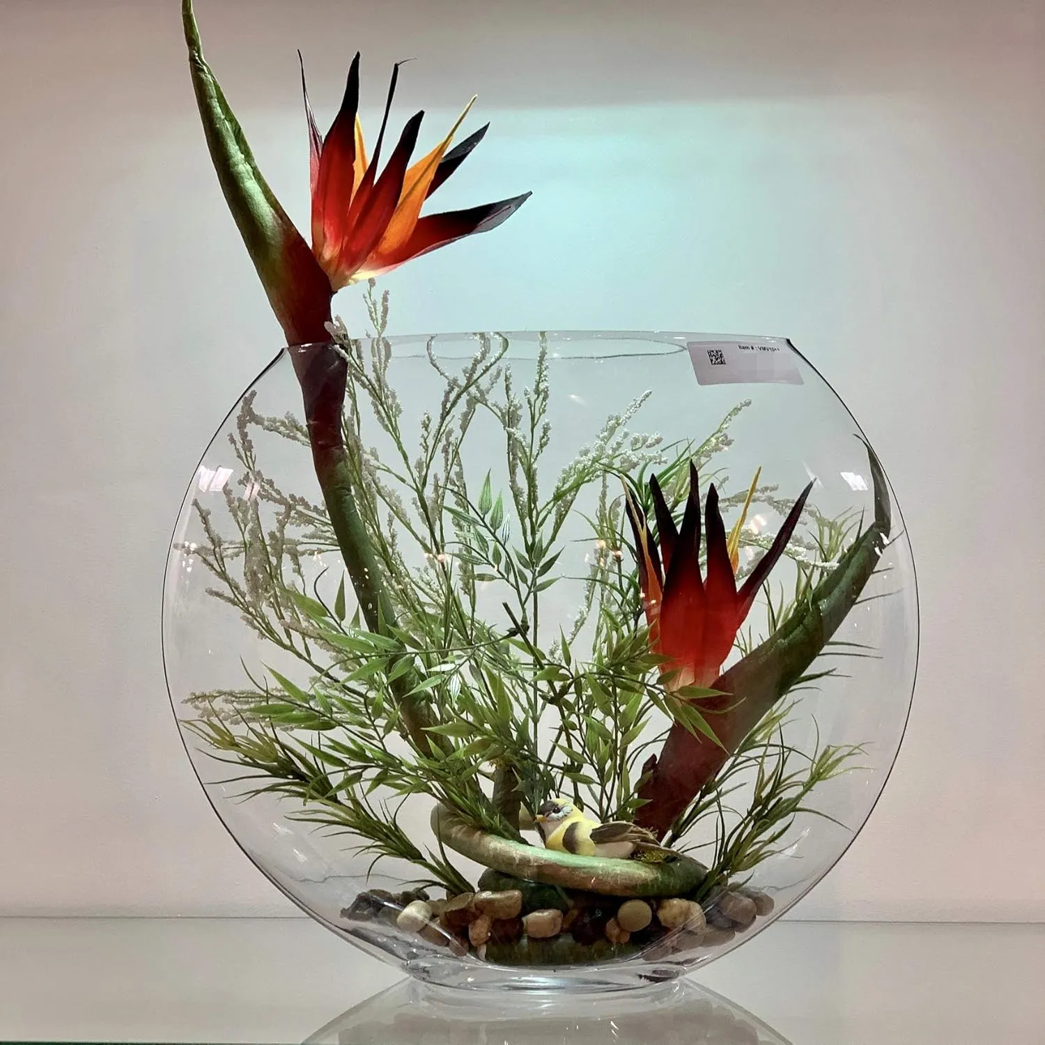 WGV Moon Vase, 16" x 6"W, 13" H, Clear Glass Floral Container with Oval Opening, Planter Terrarium, Wedding Event Home Decor, 1 Piece (VMV1013)