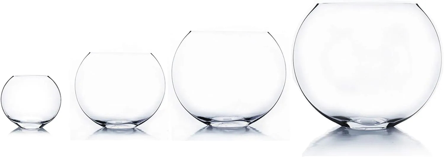 WGV Moon Vase, 16" x 6"W, 13" H, Clear Glass Floral Container with Oval Opening, Planter Terrarium, Wedding Event Home Decor, 1 Piece (VMV1013)