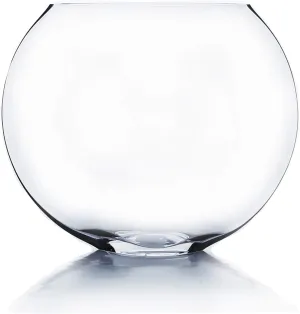 WGV Moon Vase, 16" x 6"W, 13" H, Clear Glass Floral Container with Oval Opening, Planter Terrarium, Wedding Event Home Decor, 1 Piece (VMV1013)
