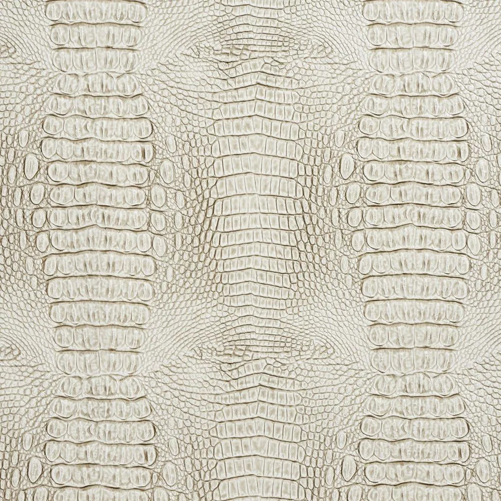 White and Gray Crocodile Faux Leather Vinyl by The Yard - SKU: Jana Stone