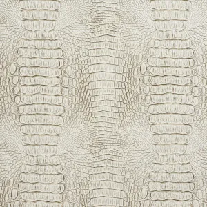 White and Gray Crocodile Faux Leather Vinyl by The Yard - SKU: Jana Stone