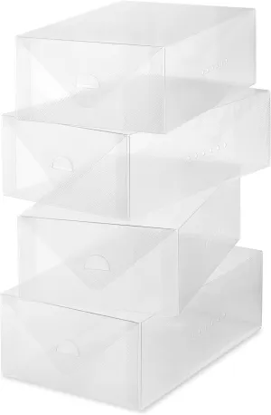 Whitmor Clear Vue Women's Shoe Box, Set of 4, White, 4 Count