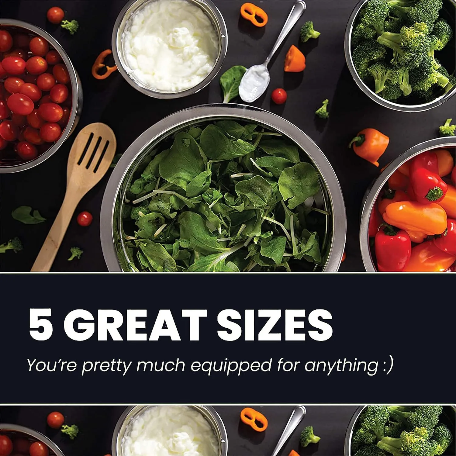 WHYSKO Stainless Steel Mixing Bowl Set, 10 Piece Stainless Steel Mixing Bowls with Lids Set for Food Prep Storage and Serving, Dishwasher Safe Microwave Safe for Kitchen Baking Cooking, Khaki