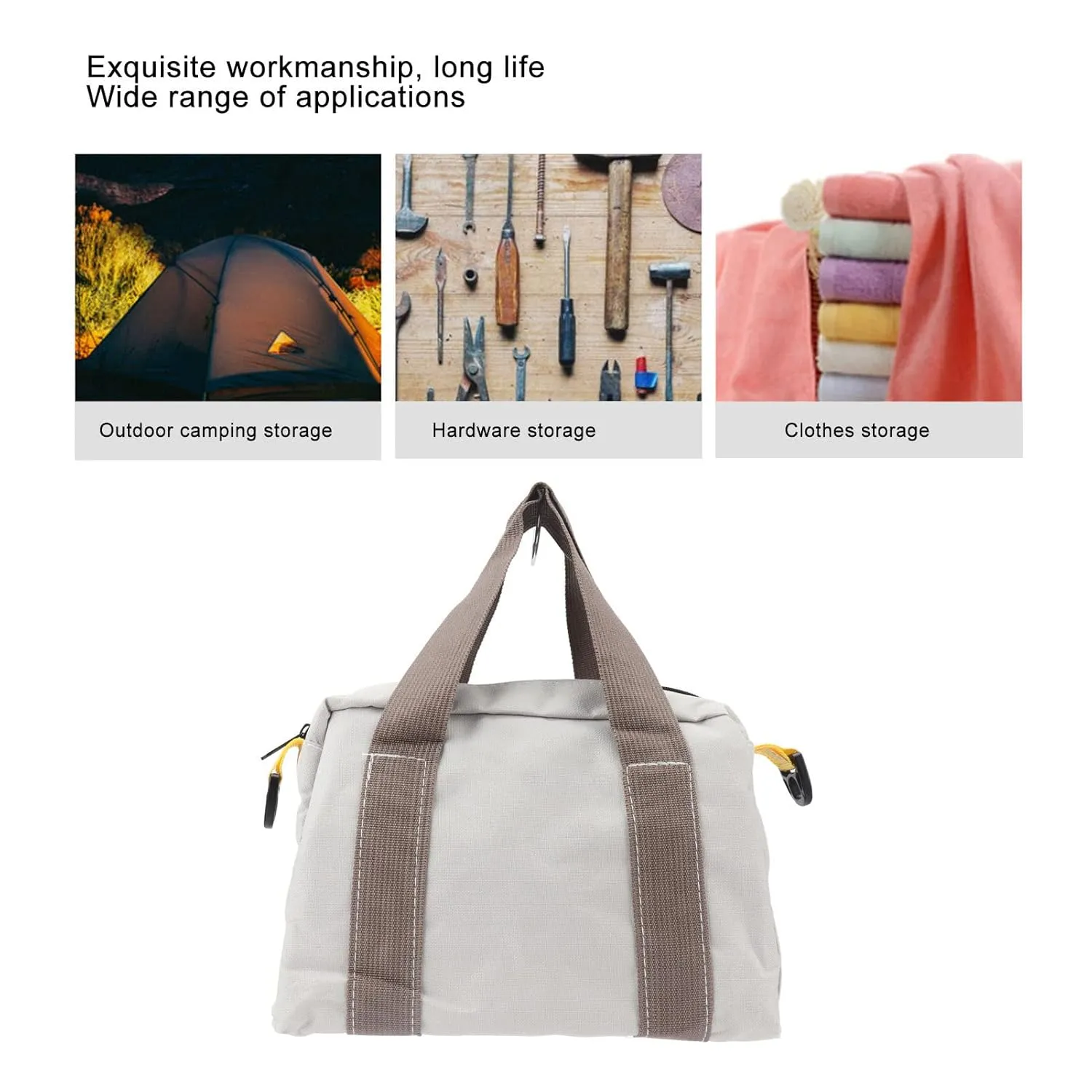 Wide Mouth Tool Bag, Hardware Storage Bag with Large Capacity and Plumbers Handle for Wrenches, Screwdrivers, Pliers (12in / 30.5cm)