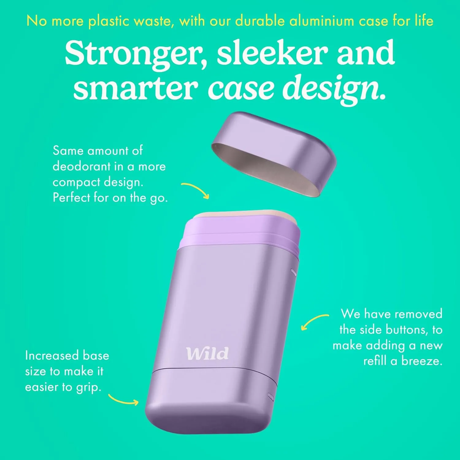 Wild - Purple Case with Refill Variety Pack - Refillable Deodorant - Aluminum Free - Includes Fresh Cotton & Sea Salt, Cherry Blossom and Coconut & Vanilla Scents - Vegan