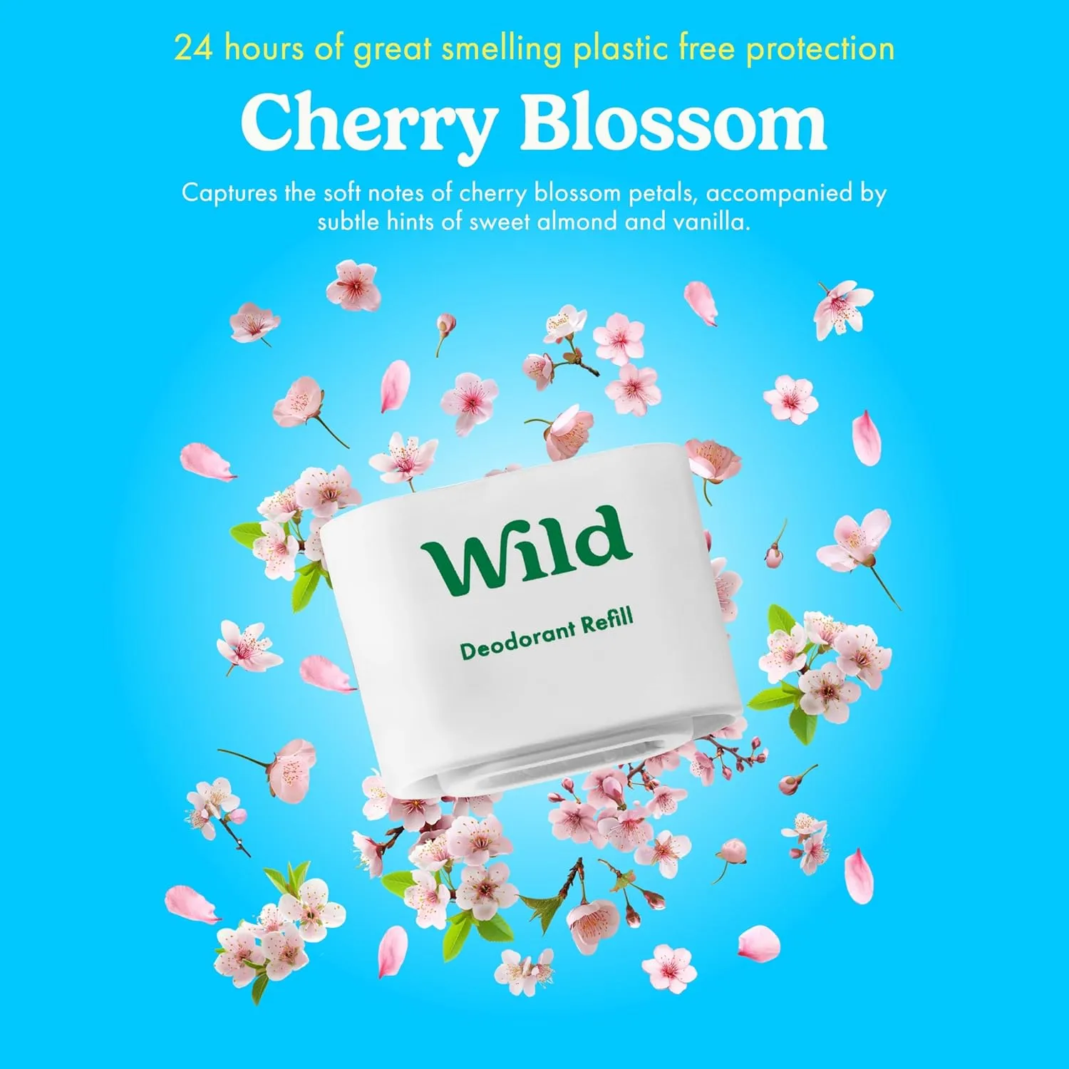 Wild - Purple Case with Refill Variety Pack - Refillable Deodorant - Aluminum Free - Includes Fresh Cotton & Sea Salt, Cherry Blossom and Coconut & Vanilla Scents - Vegan