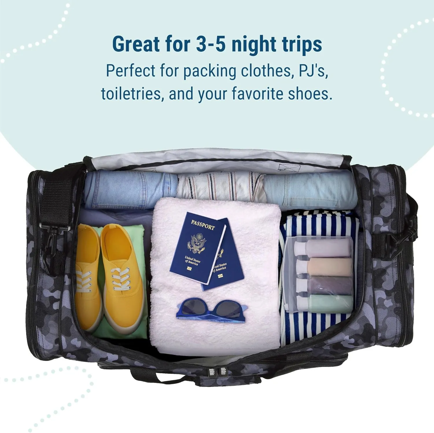 Wildkin Kids Weekender Duffel Bag – Carry-On Size for School, Travel, & Sleepovers