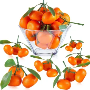 WILLBOND 7 Clusters Artificial Mini Orange Simulation Decorative Tangerine Kitchen Table Fake Orange Realistic Artificial Fruit Bowl Tray Faux Fruit for Home Party Kitchen Festival Decor