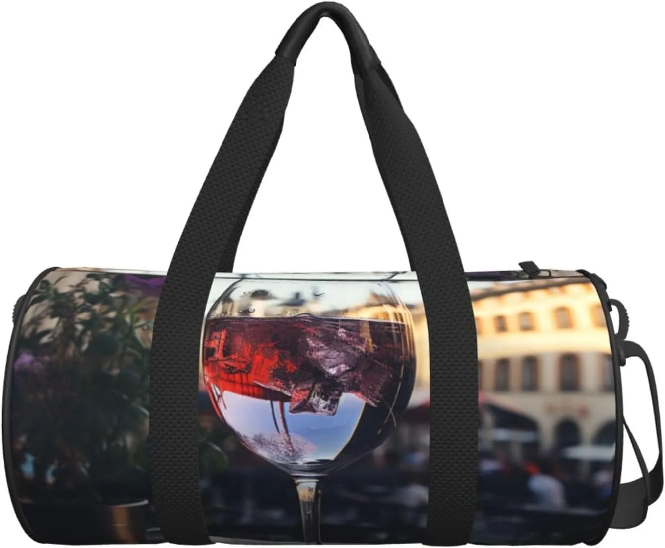 Wine glass Travel Duffle Bag for Men Women Sport Gym Bag Foldable Weekender Bag Carry on Overnight Bag for Travel Swimming Basketball