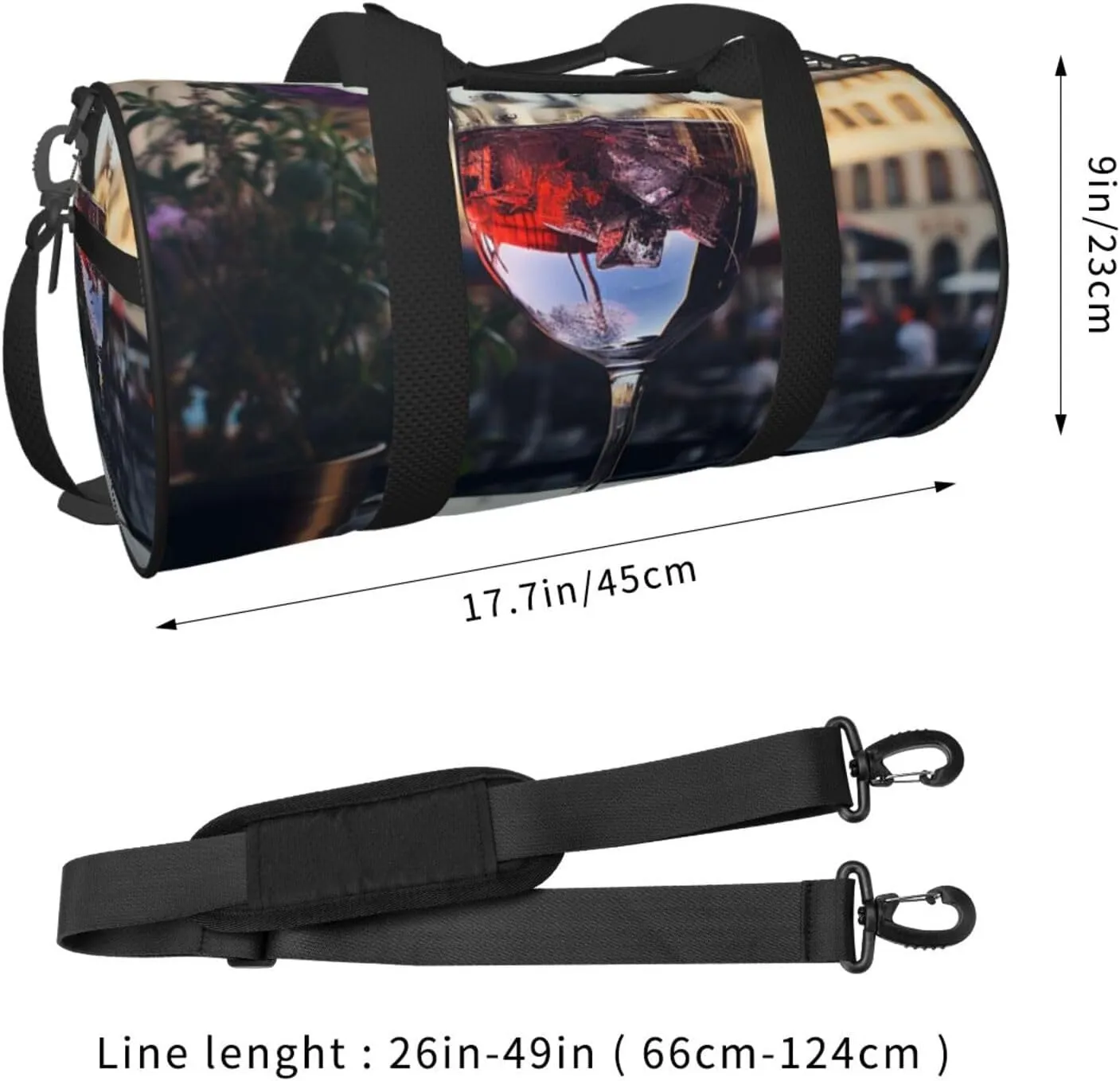 Wine glass Travel Duffle Bag for Men Women Sport Gym Bag Foldable Weekender Bag Carry on Overnight Bag for Travel Swimming Basketball