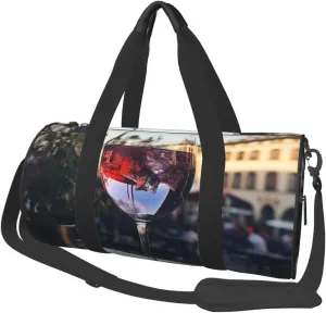 Wine glass Travel Duffle Bag for Men Women Sport Gym Bag Foldable Weekender Bag Carry on Overnight Bag for Travel Swimming Basketball