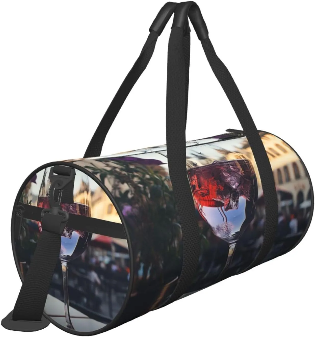Wine glass Travel Duffle Bag for Men Women Sport Gym Bag Foldable Weekender Bag Carry on Overnight Bag for Travel Swimming Basketball