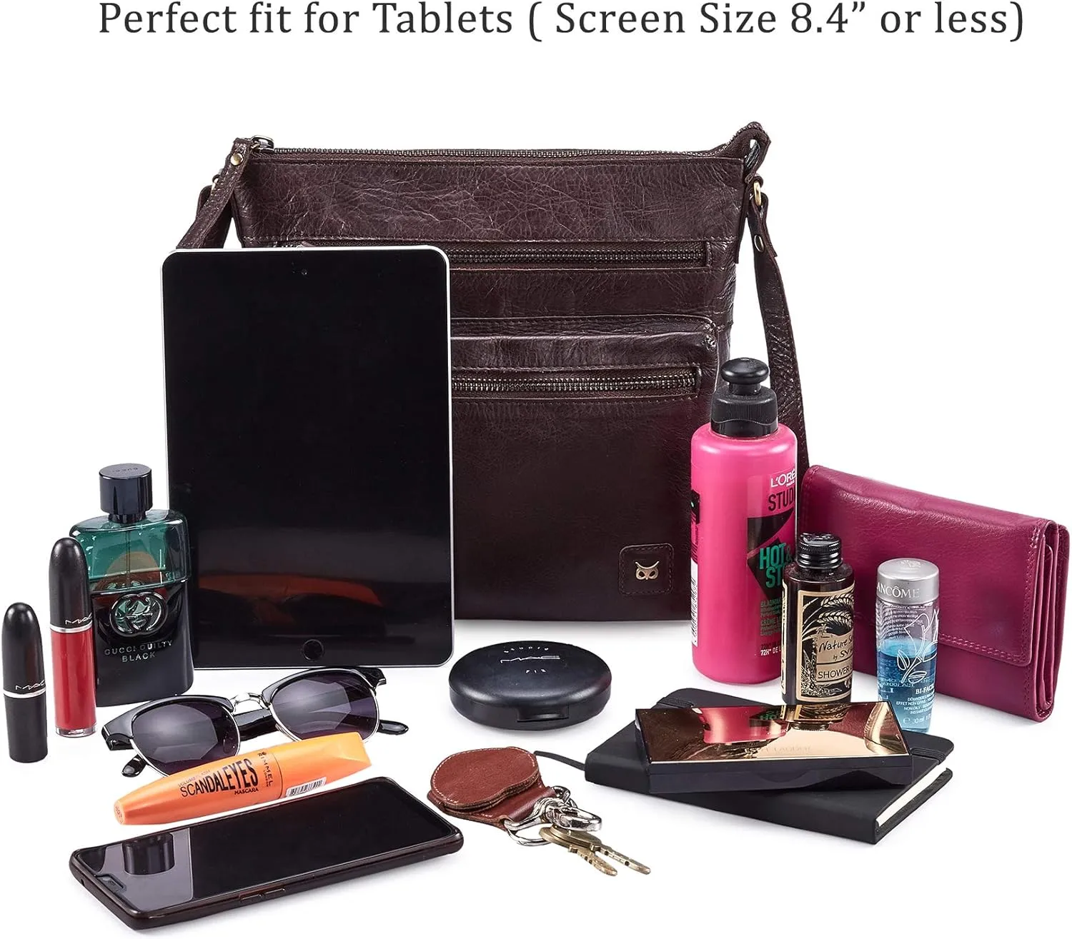 Wise Owl Accessories Small Crossbody Bags for Women Real Leather Purse Handbags Crossover Over the Shoulder Pocketbook