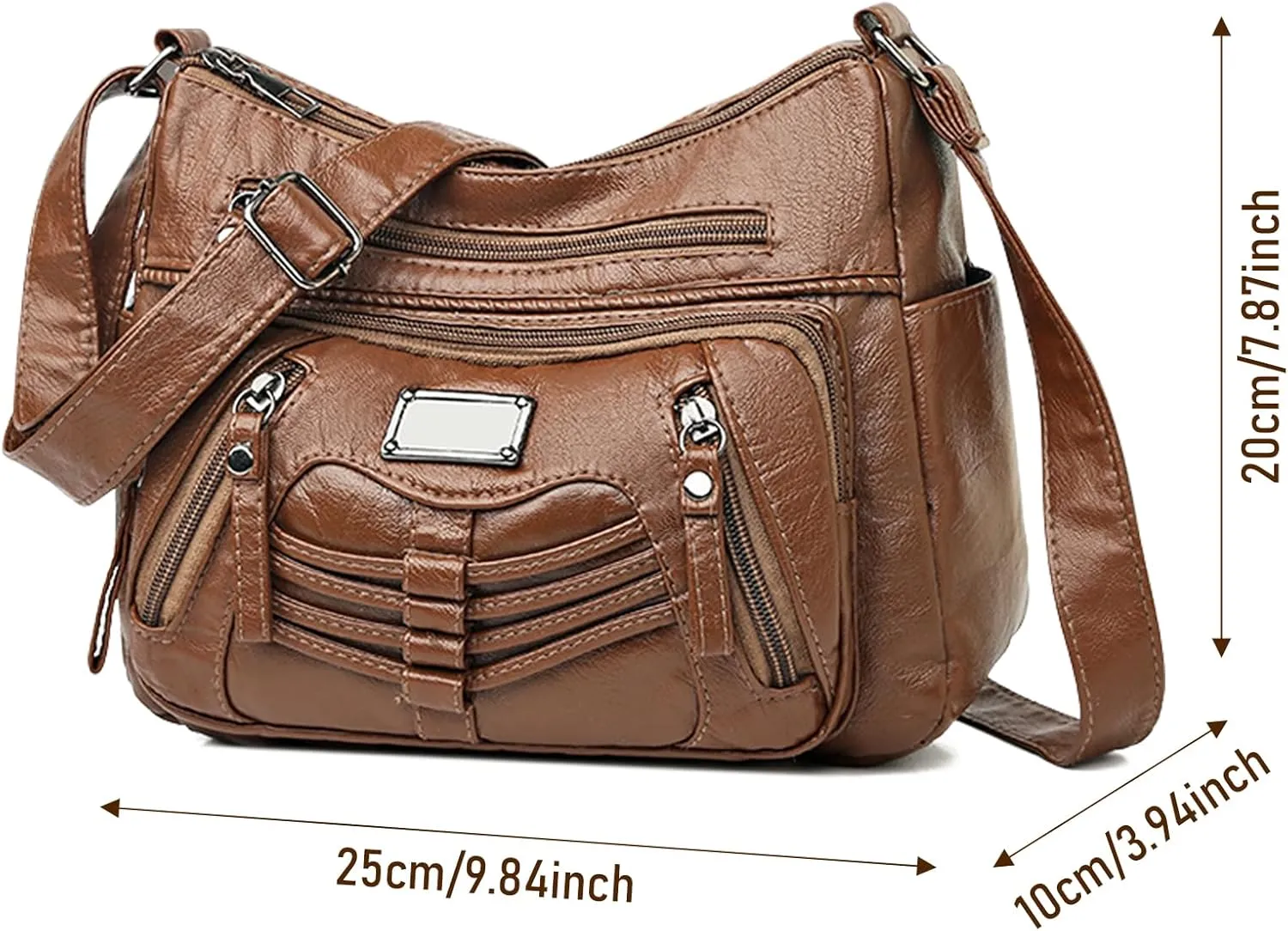 WITERY Crossboby Bag for Women - Soft PU Leather Multi-Pocket Shoulder Bag Handbag with Adjustable Strap