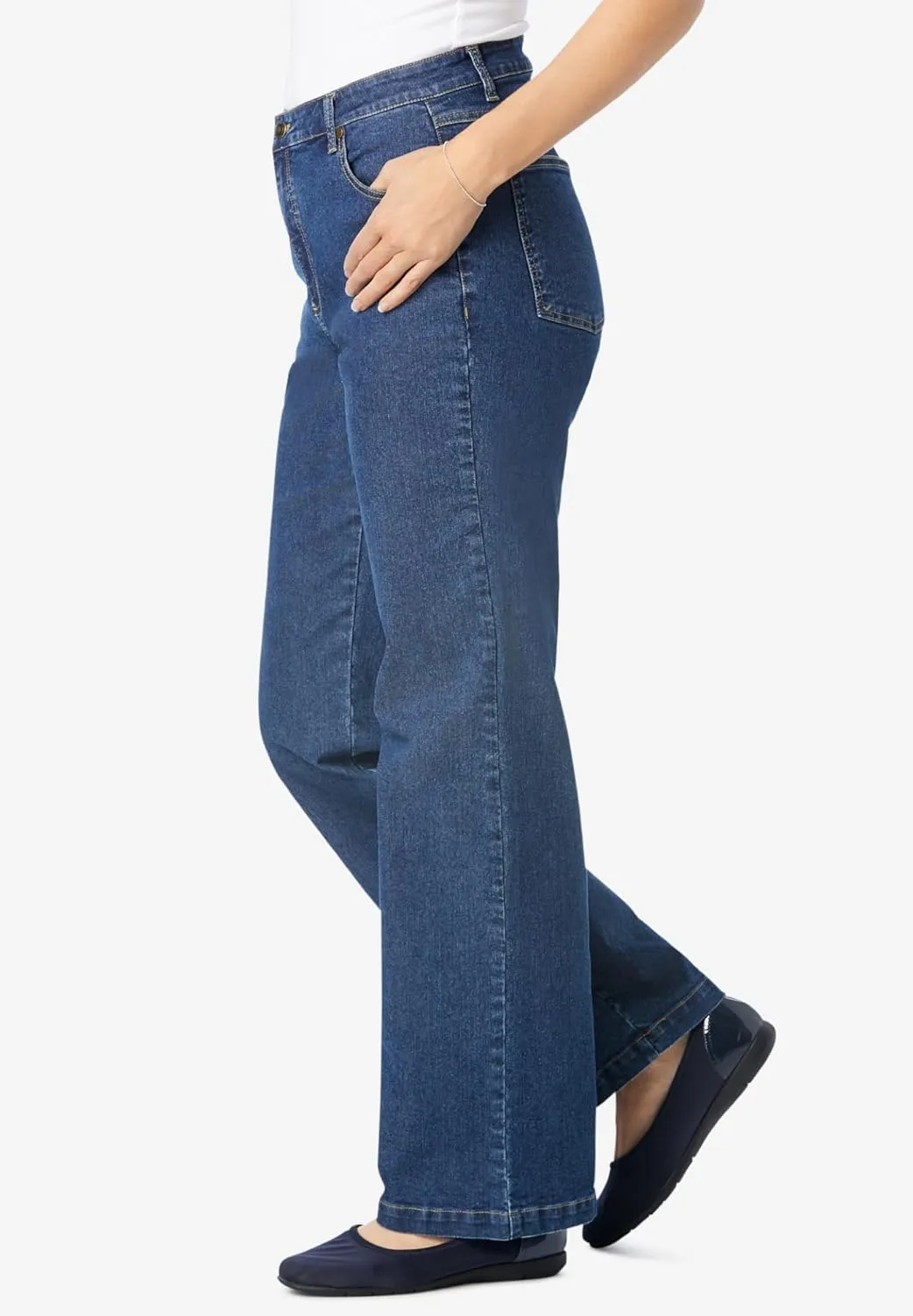Woman Within Plus Size Wide-Leg Stretch Denim Jean