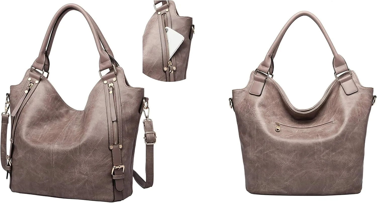Women Tote Bag Handbags PU Leather Fashion Hobo Shoulder Bags with Adjustable Shoulder Strap
