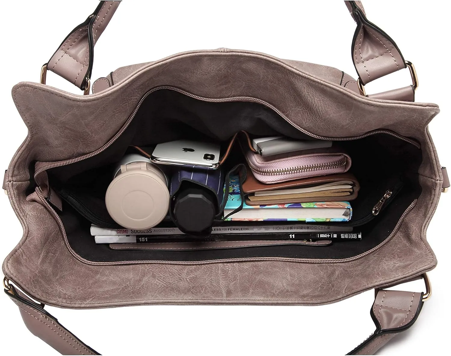 Women Tote Bag Handbags PU Leather Fashion Hobo Shoulder Bags with Adjustable Shoulder Strap