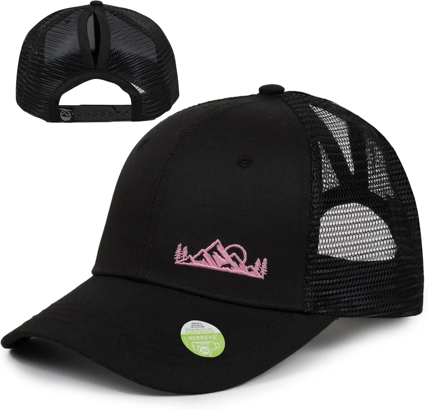 Women's Eco-Friendly Ponytail Hat Messy Bun Baseball Trucker Cap