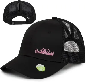 Women's Eco-Friendly Ponytail Hat Messy Bun Baseball Trucker Cap