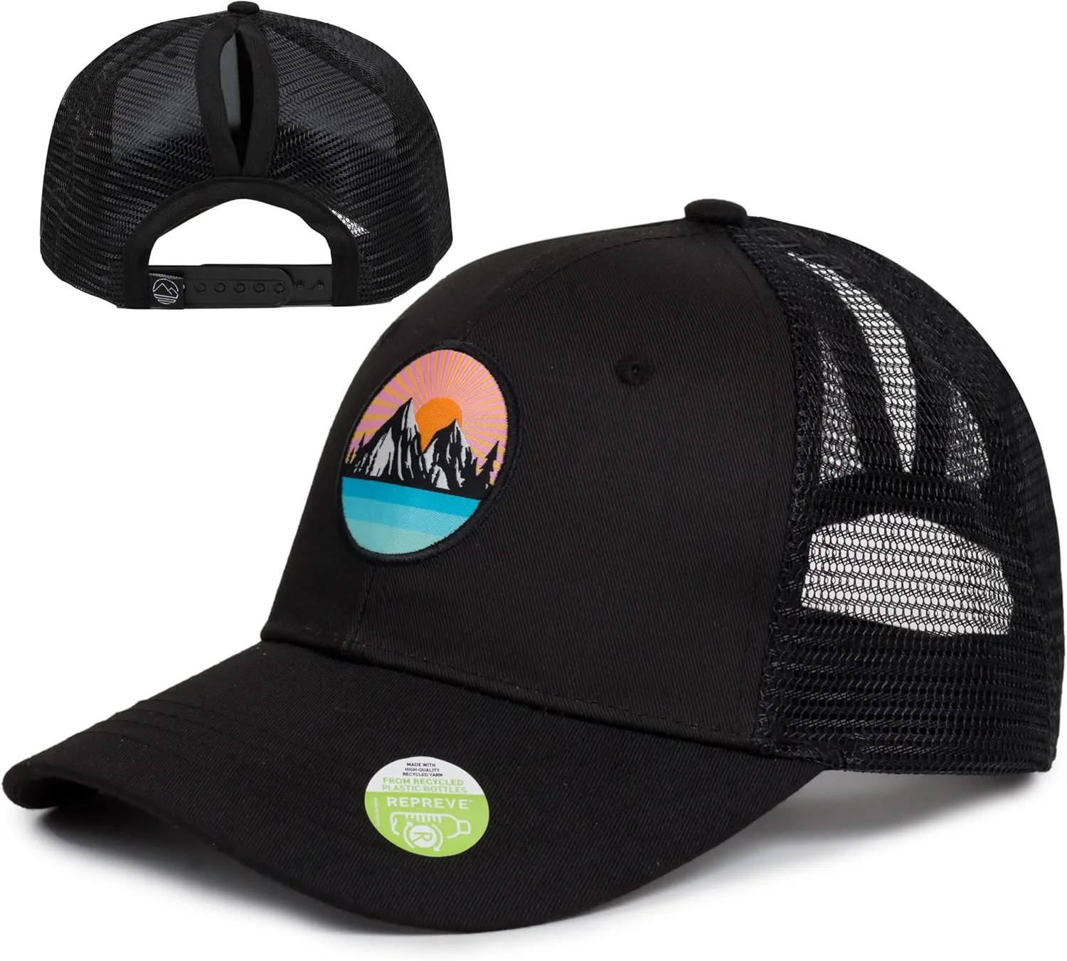 Women's Eco-Friendly Ponytail Hat Messy Bun Baseball Trucker Cap