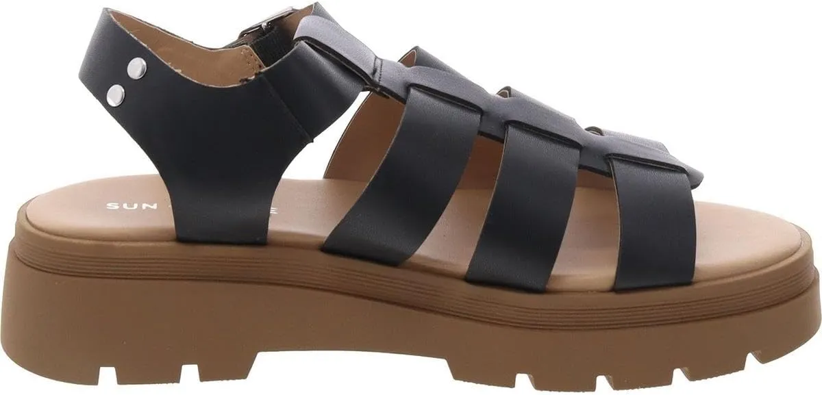 Womens Emmettt Faux Leather Flatform Gladiator Sandals