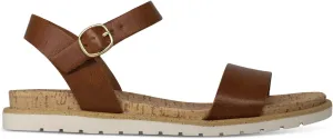 Womens Mattie Faux Leather Open Toe Flats