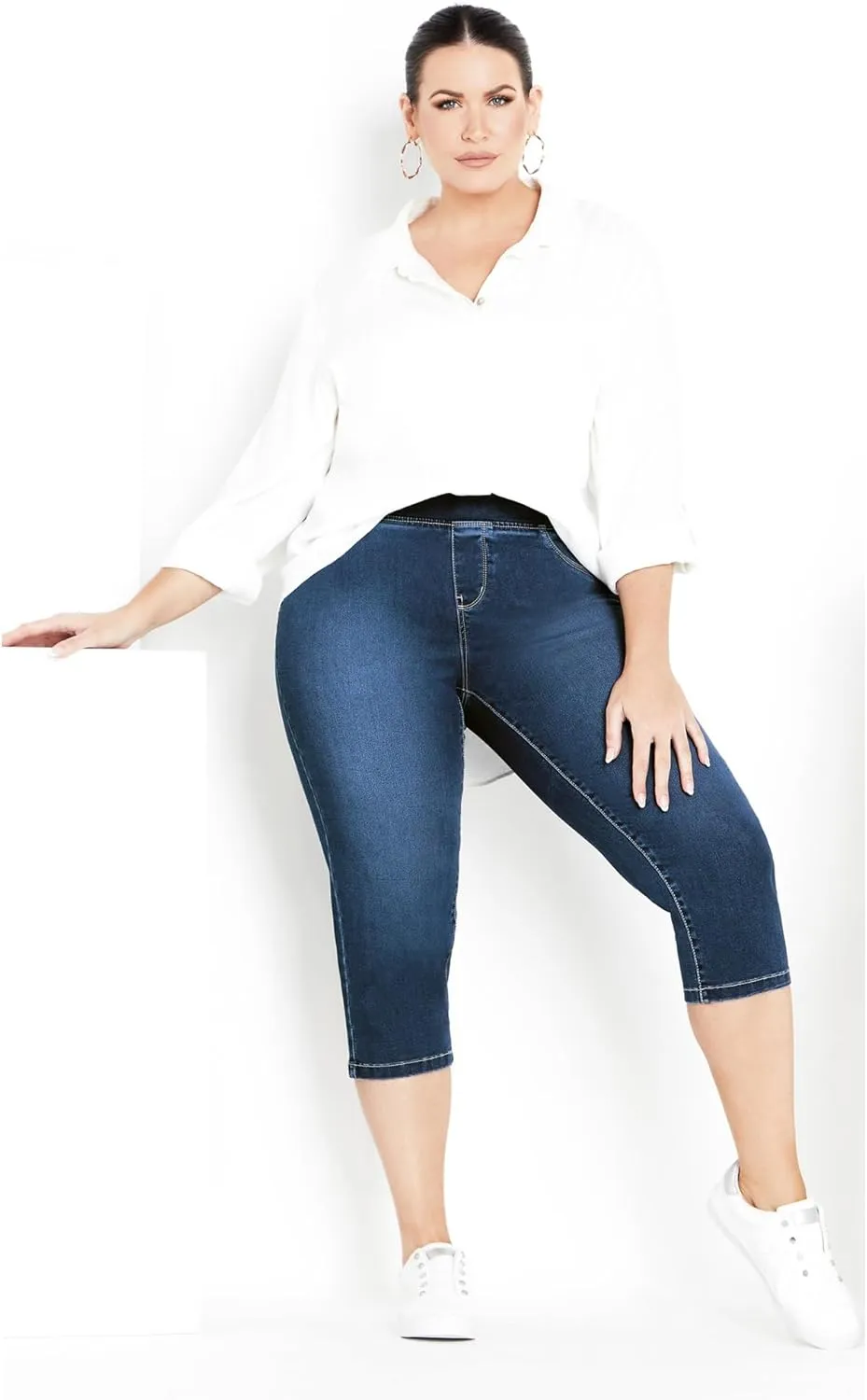 Women's Plus Size Butter Denim Pull On Crop Jean