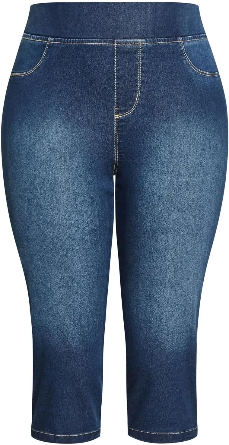 Women's Plus Size Butter Denim Pull On Crop Jean