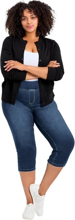 Women's Plus Size Butter Denim Pull On Crop Jean