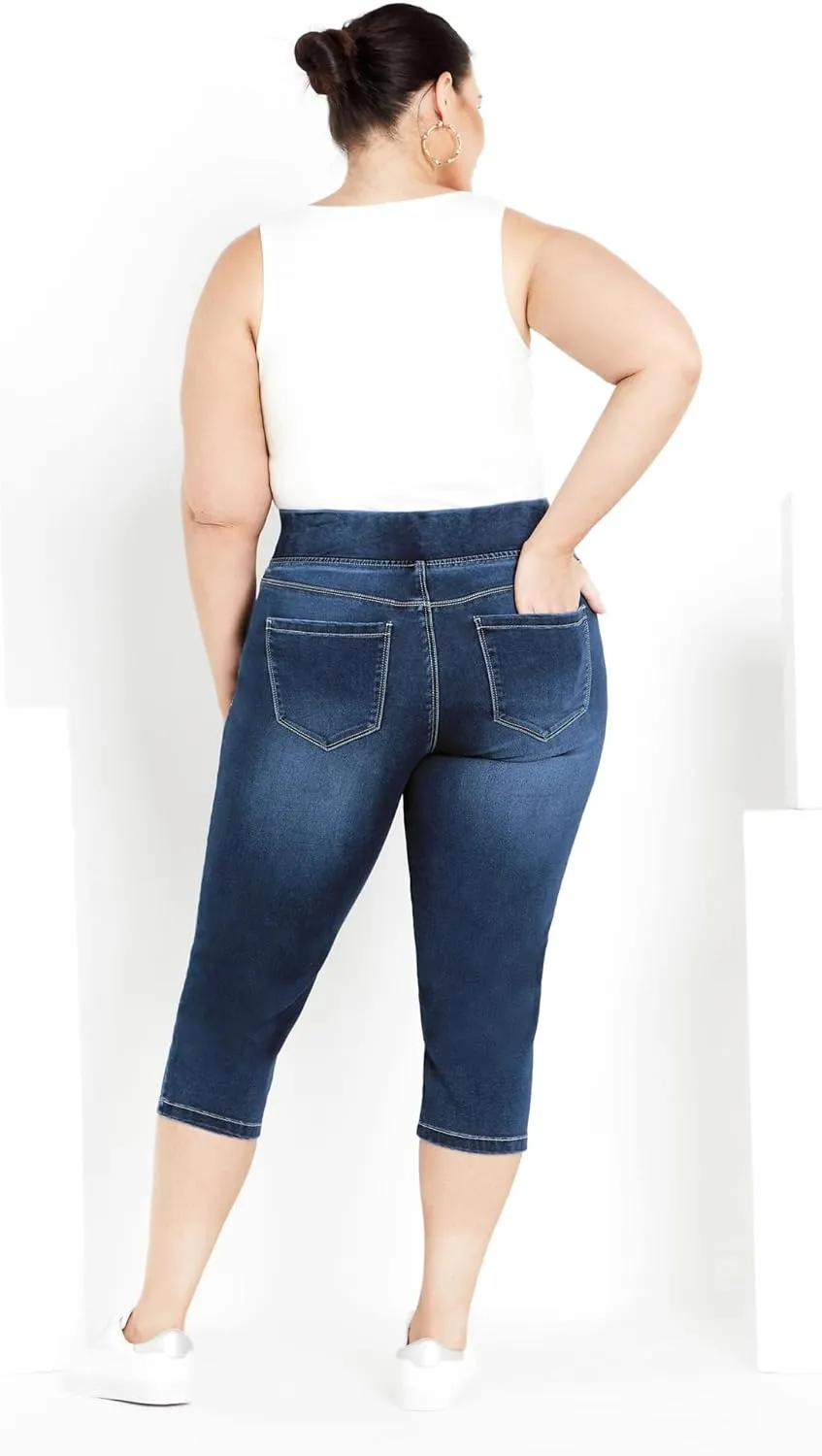 Women's Plus Size Butter Denim Pull On Crop Jean