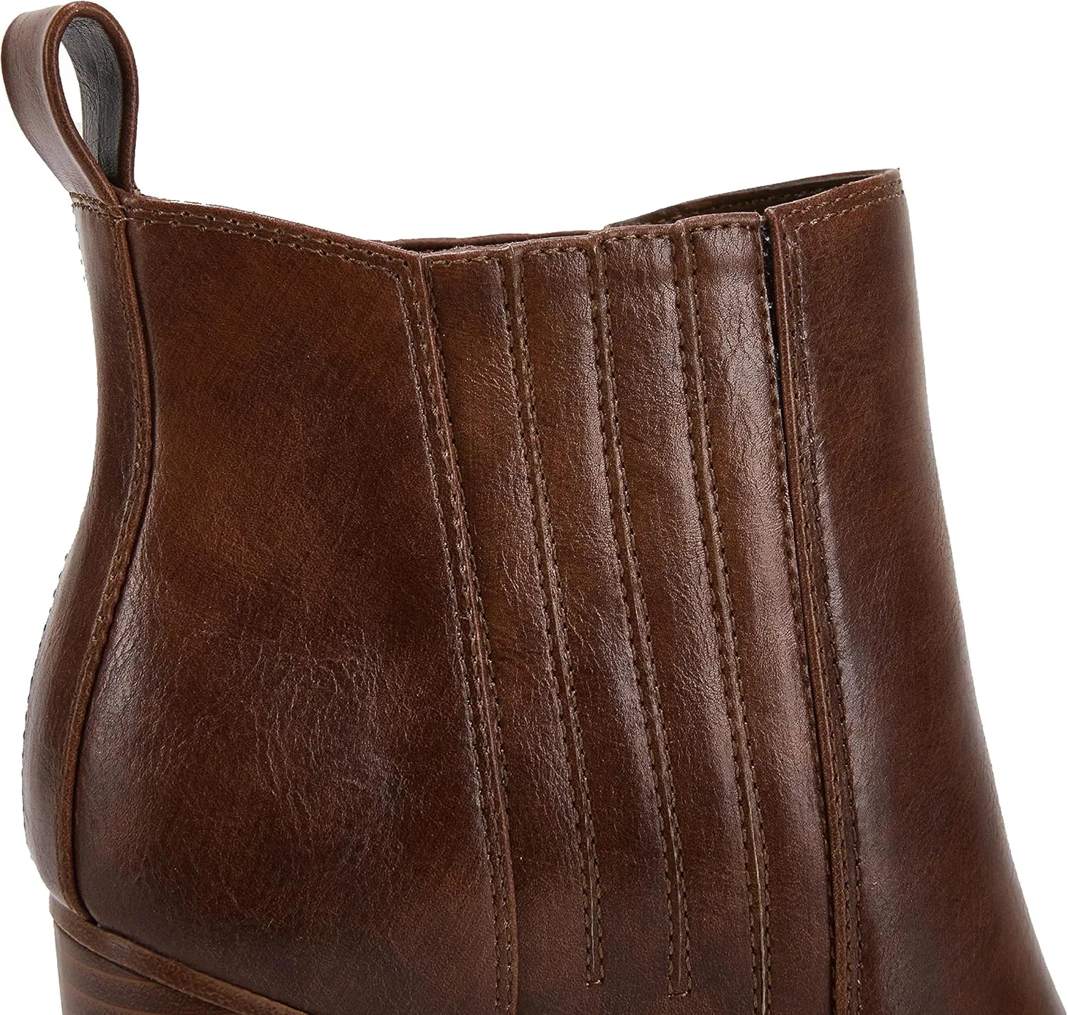 Womens Pointed Toe Slip on Ankle Booties Stacked Mid Block Heel Shoes Faux Leather Boots