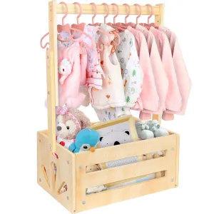 Wooden Crate Basket, Baby Storage Crate Closet with Adjustable Handle, Small Basket for Baby Shower Gifts (Natural)