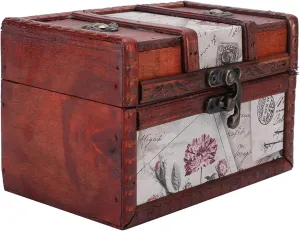 Wooden Jewelry Box, Classic European Style, Efficient Storage Design, Sturdy Construction, Portable Size, Exquisite Patterns, Great , Retro Decorative Storage Case for Girls (6262A-01--6262 stamp