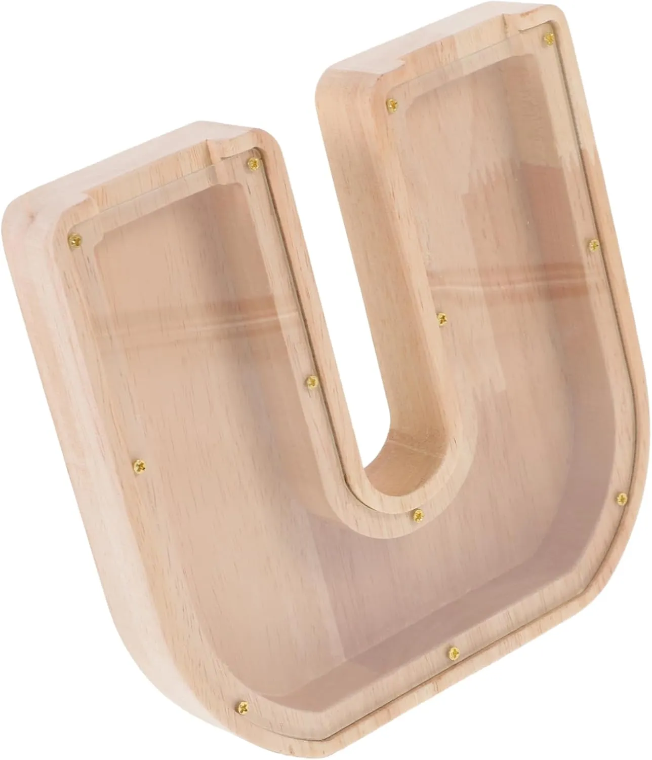 Wooden Piggy Bank Letter u Shaped Jar for Boys Stylish Table Decor Versatile Money for Boys and Girls Alphabet Savings Box and Decorative Storage