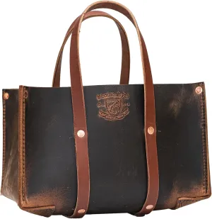 Woodman's Pal Buffalo Leather Tote Tool Bag For Hand Tools, Gardening, Outdoorsmen, Heavy Duty Premium Storage Leather Organizer - USA (Crazy Horse Black)
