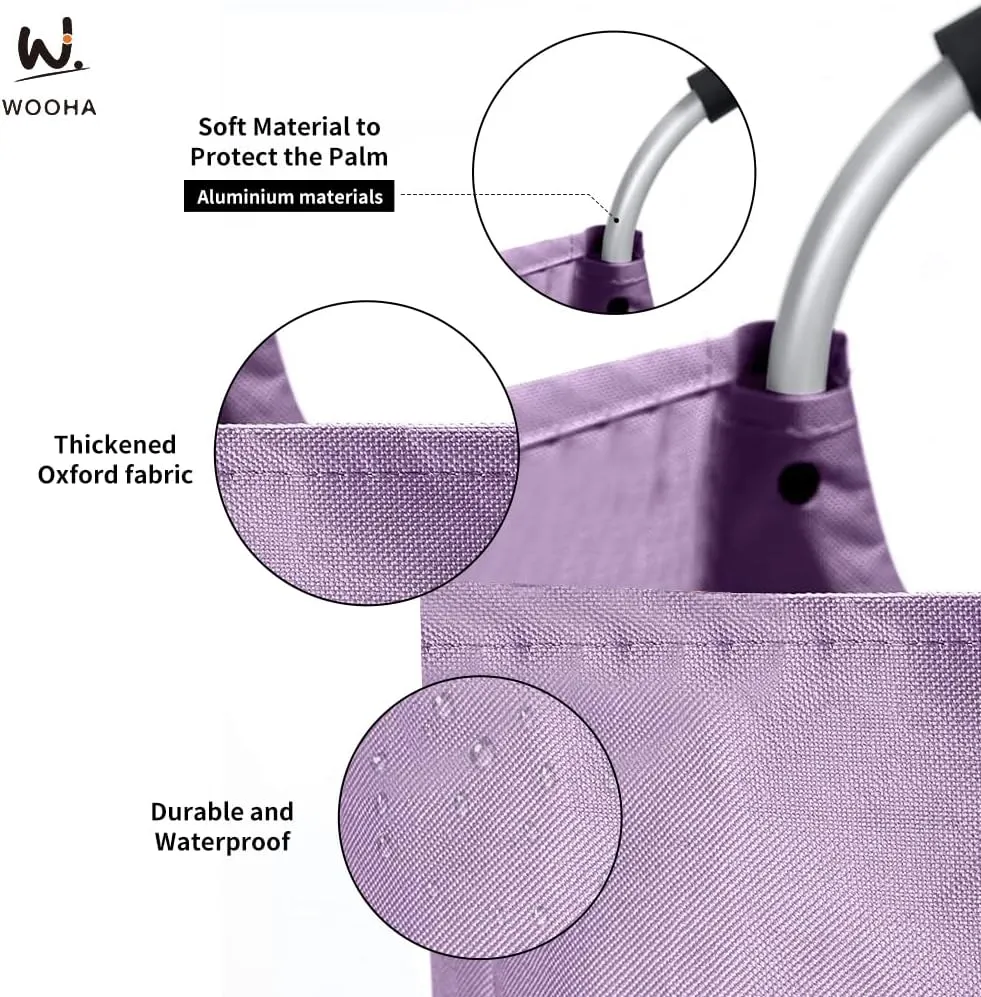 WOOHA 125L Large laundry basket,Collapsible laundry hamper, Tall Clothes Baskets Folding Washing Bin Foldable Fabric Hamper Bags for Bedroom, Closet,Bathroom,College,purple