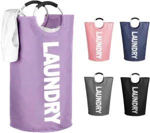 WOOHA 125L Large laundry basket,Collapsible laundry hamper, Tall Clothes Baskets Folding Washing Bin Foldable Fabric Hamper Bags for Bedroom, Closet,Bathroom,College,purple