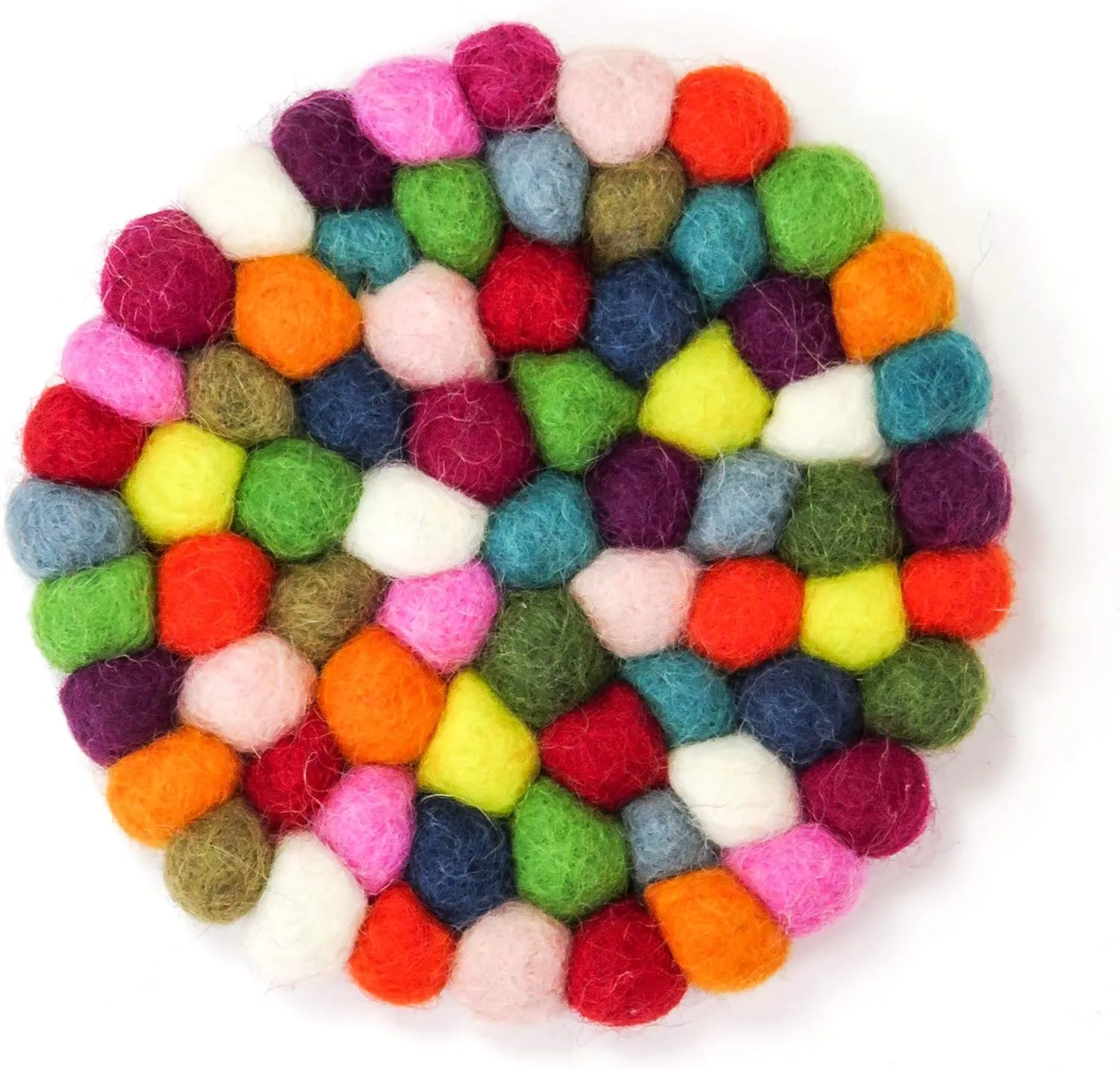 Wool Coasters by Friendsheep Fair Trade, Handmade, Organic, Cruelty Free, Eco-Friendly Multicolor Pack of 4 with Storage Bag - "Summertime"