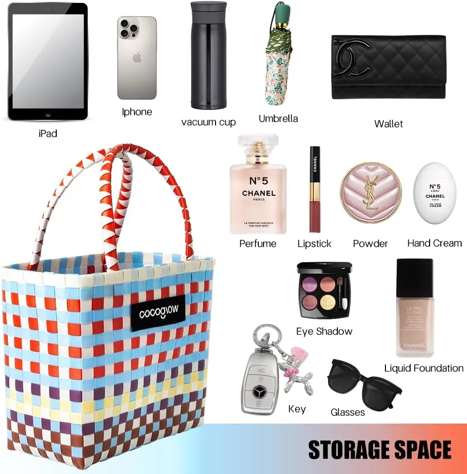 Woven Tote Bag For Women, PP eco-friendly tote bag,Female Handbag and Purses, Summer Beach, Pool