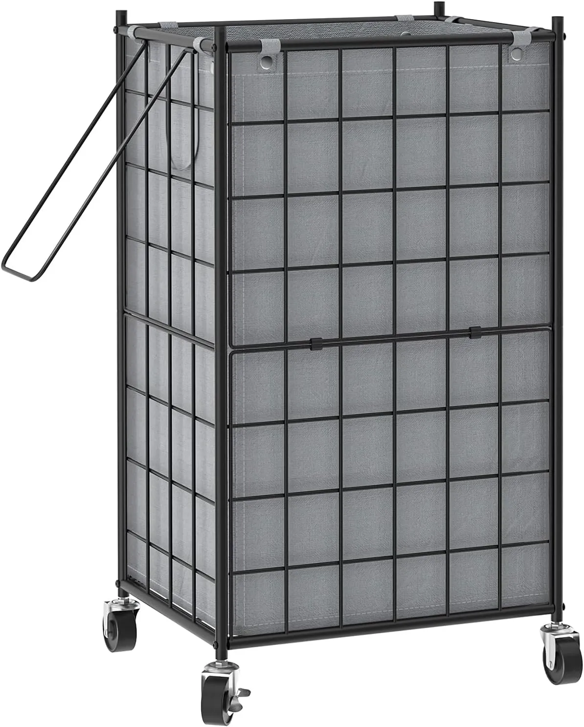 WOWLIVE Laundry Hamper with Wheels,Metal Wire Frame Rolling Laundry Basket with Removable bag,100L Dirty Clothes Hamper Organizer Dorm Room Storage for Bedroom,Bathroom,Grey