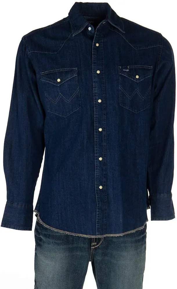 Wrangler Men's Cowboy Cut Western Long Sleeve Snap Work Shirt Washed Finish
